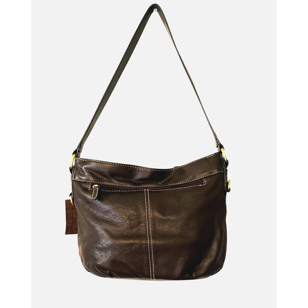 Croft & Barrow Shoulder Bag Soft Brown Leather Multi-Compartment Purse Bag
